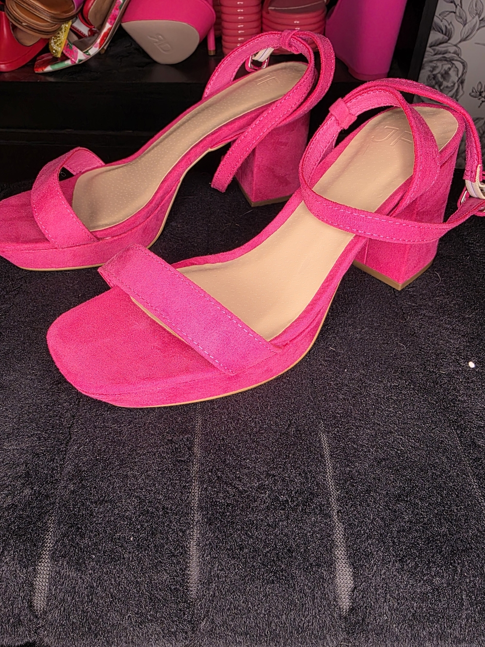 Women’s Hot Pink Block Heel Sandals - Unbranded